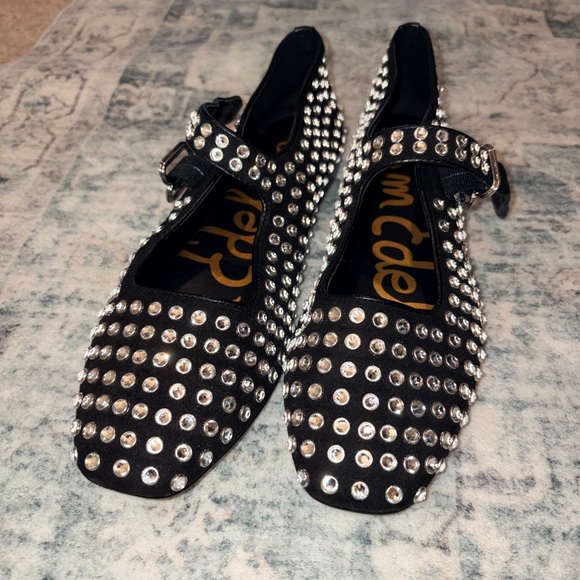 Black and Silver Studded Mary Jane Flats - Picture 8 of 9